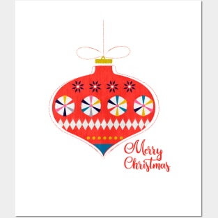 Merry Christmas retro bauble Posters and Art